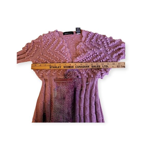 Y2K Lavender Rib-Tied Long Bobble Cardigan Vintage Fairycore XS Soft Girl - Picture 8 of 11